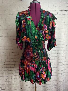 farm rio black mixed stripes short sleeve mini dress Shop Farm Rio Mixed stripes black short sleeve mini dress on Rinascente